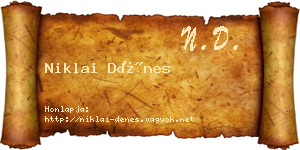 Niklai Dénes névjegykártya
